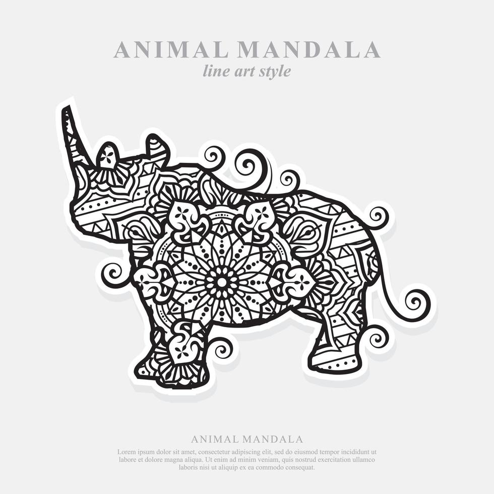 Rhino Mandala. Vintage decorative elements. Oriental pattern, vector illustration.