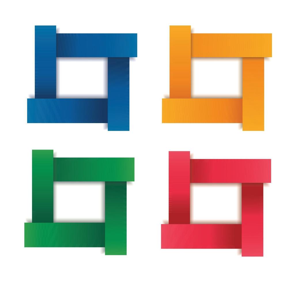 set of modern square isolated color frame template background vector illustration EPS10