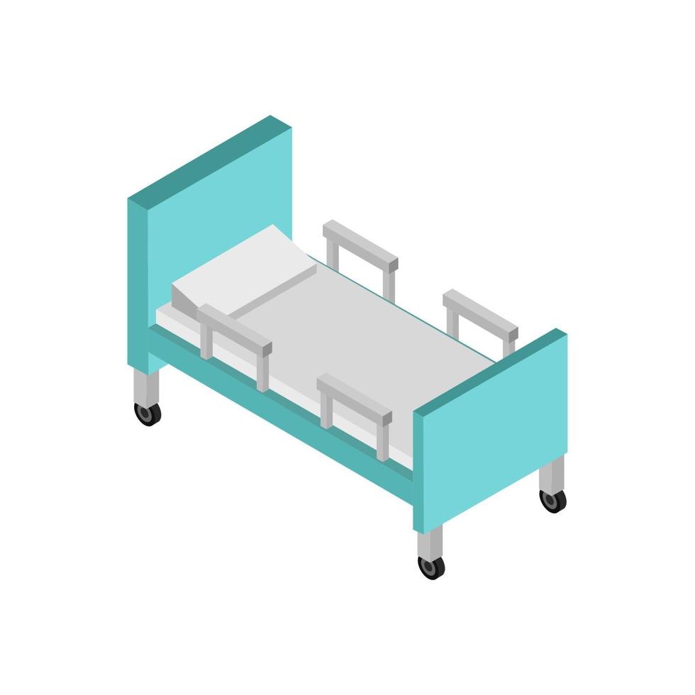 Cama de hospital isométrica sobre fondo blanco. vector