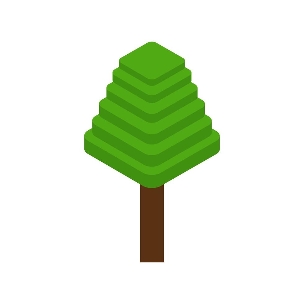 Isometric Tree On White Background vector