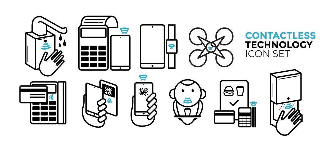 Contactless Technology Icon Set vector
