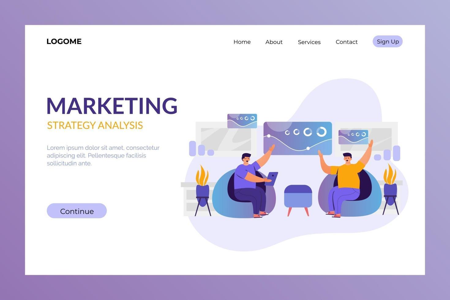 marketing strategy landing page concept vector