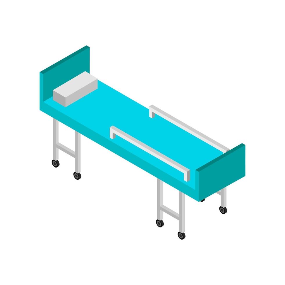 Cama de hospital isométrica sobre fondo blanco. vector