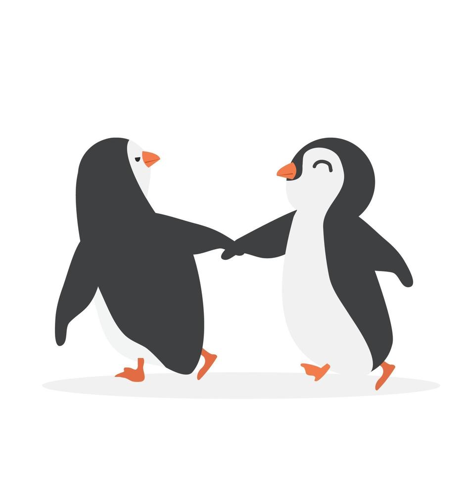 Cute penguin couple cheerful vector