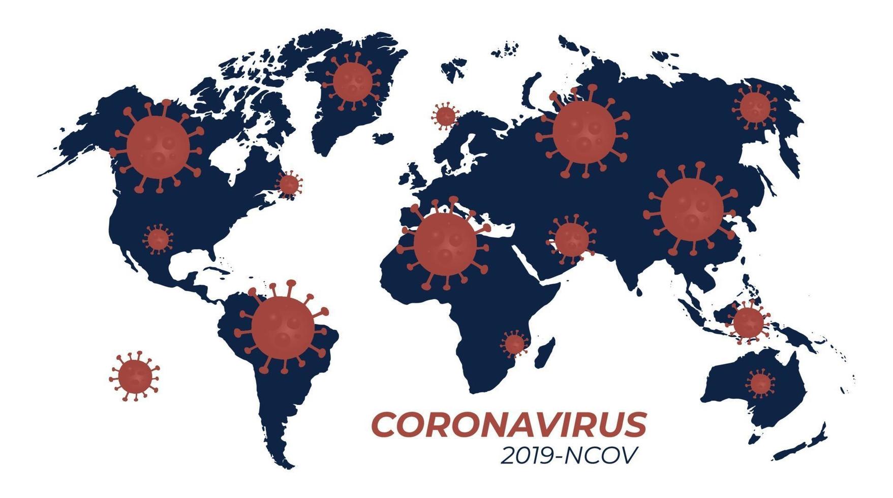 world map of coronavirus distribution vector