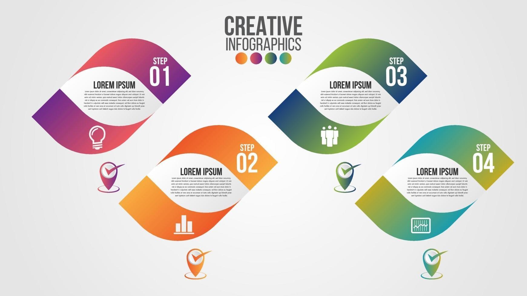 Infografía plantilla de vector de diseño de línea de tiempo moderna para empresas con 4 pasos u opciones