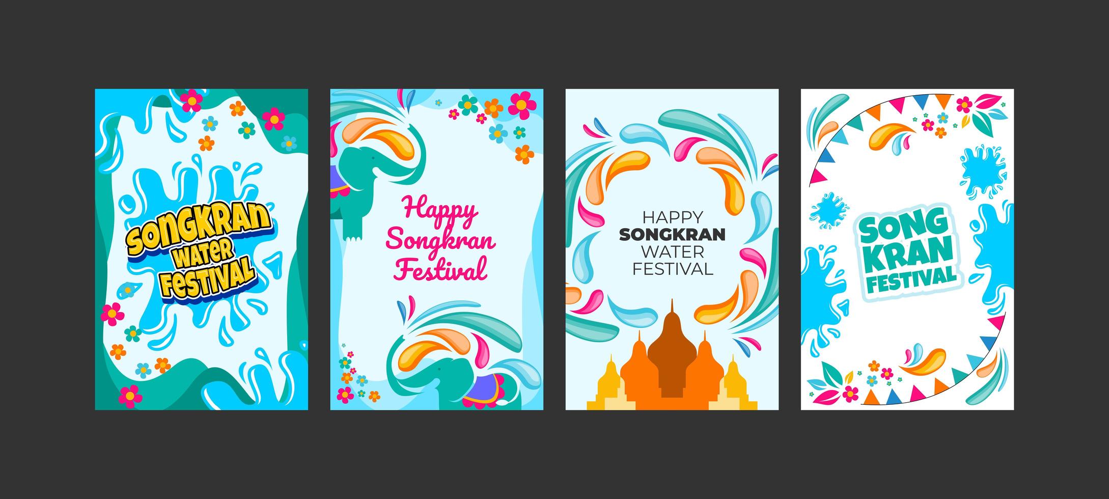 feliz tarjeta del festival del agua de songkran vector