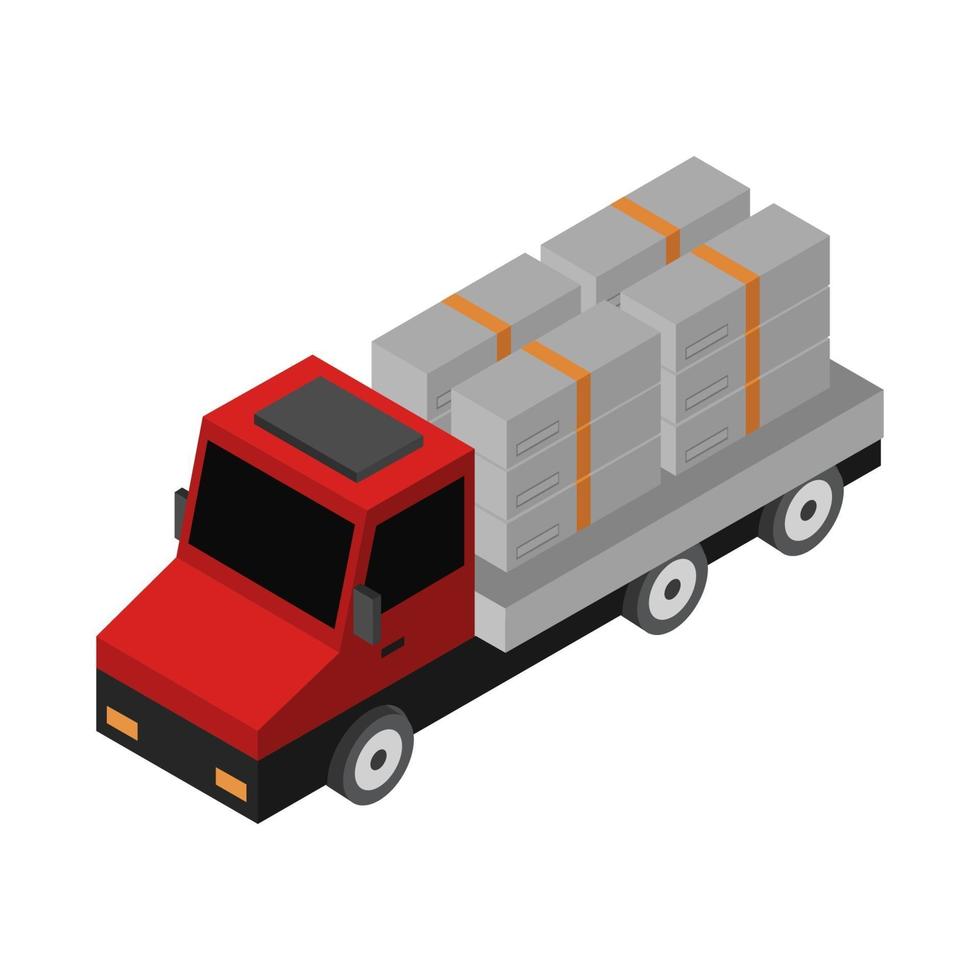 Isometric Truck On White Background vector