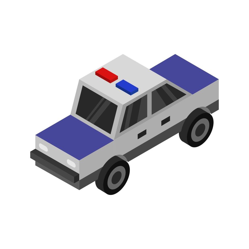 Coche de policía isométrica sobre fondo blanco. vector