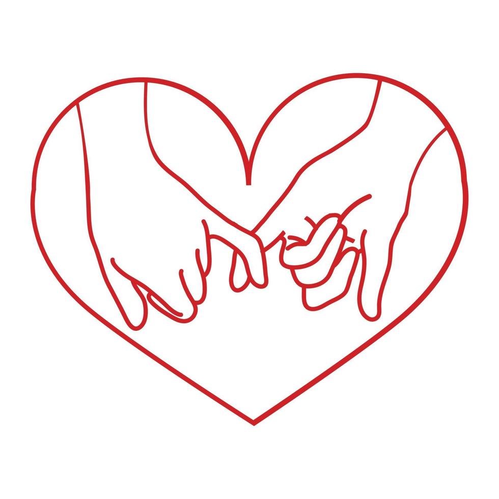 hand drawn outline pinky promise with heart vector