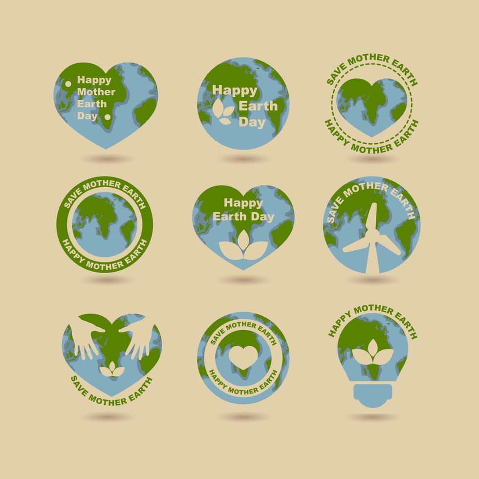 Earth Day Label with Brown Background vector