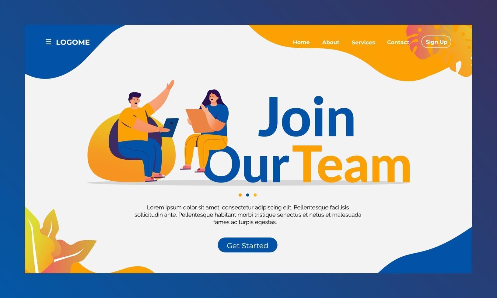 join our team, recruitment of new employees landing page concept vector