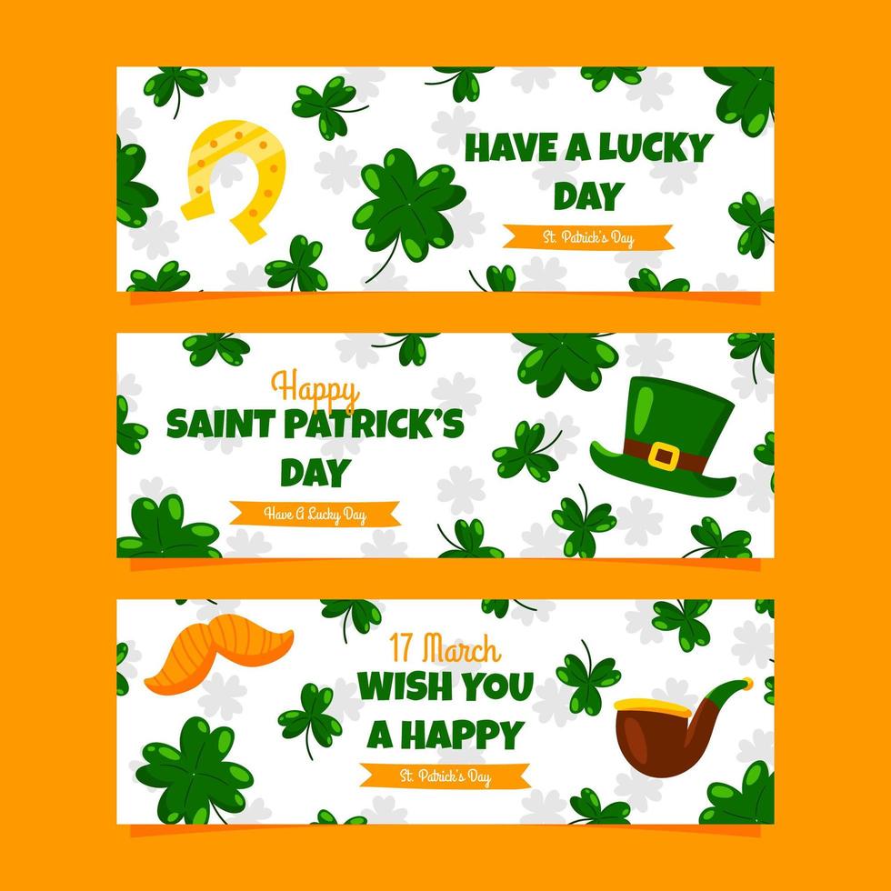 conjunto de banners de trébol de san patricio vector