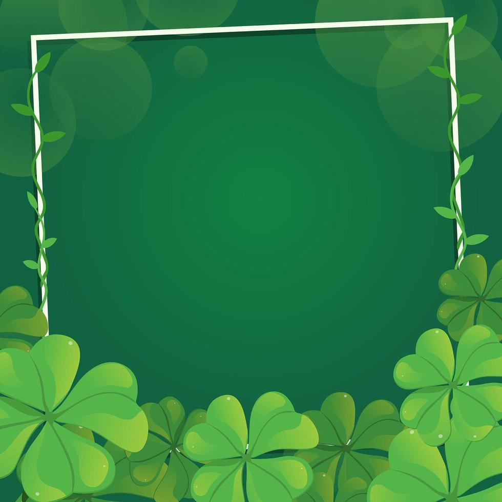 Blooming Green Shamrock with Frame Background vector