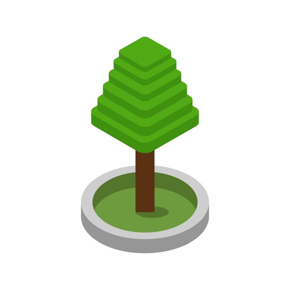 Isometric Tree On White Background vector