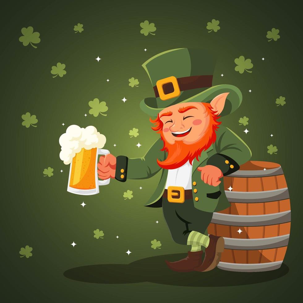 Mr. Leprechaun with Beer vector