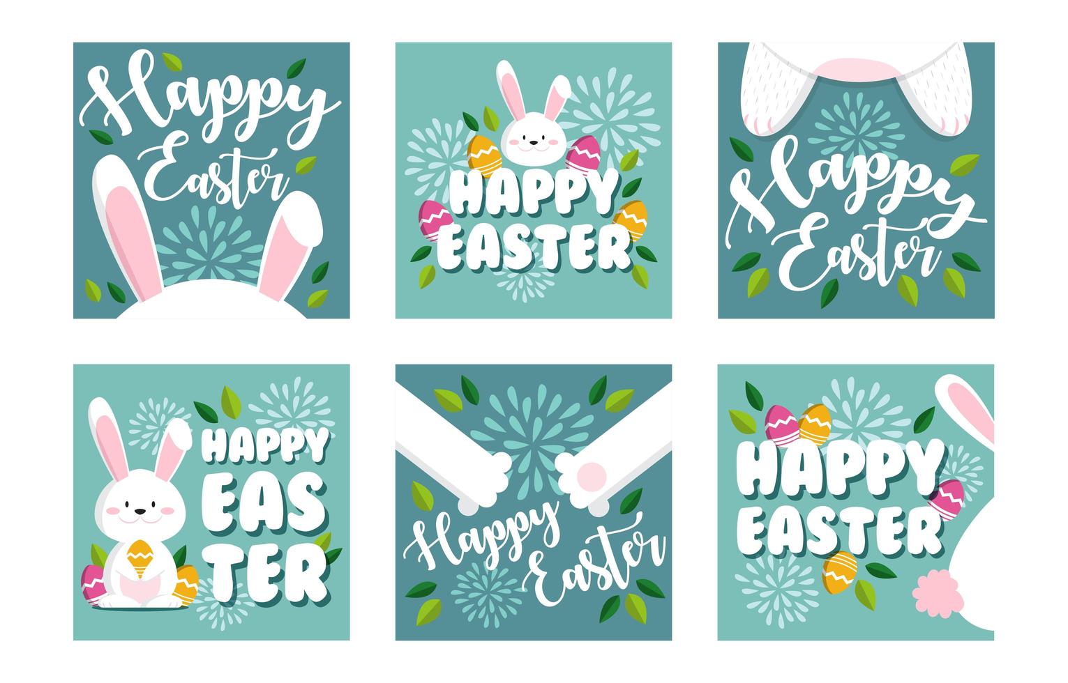 Easter Rabbit Set for Social Media Feed vector