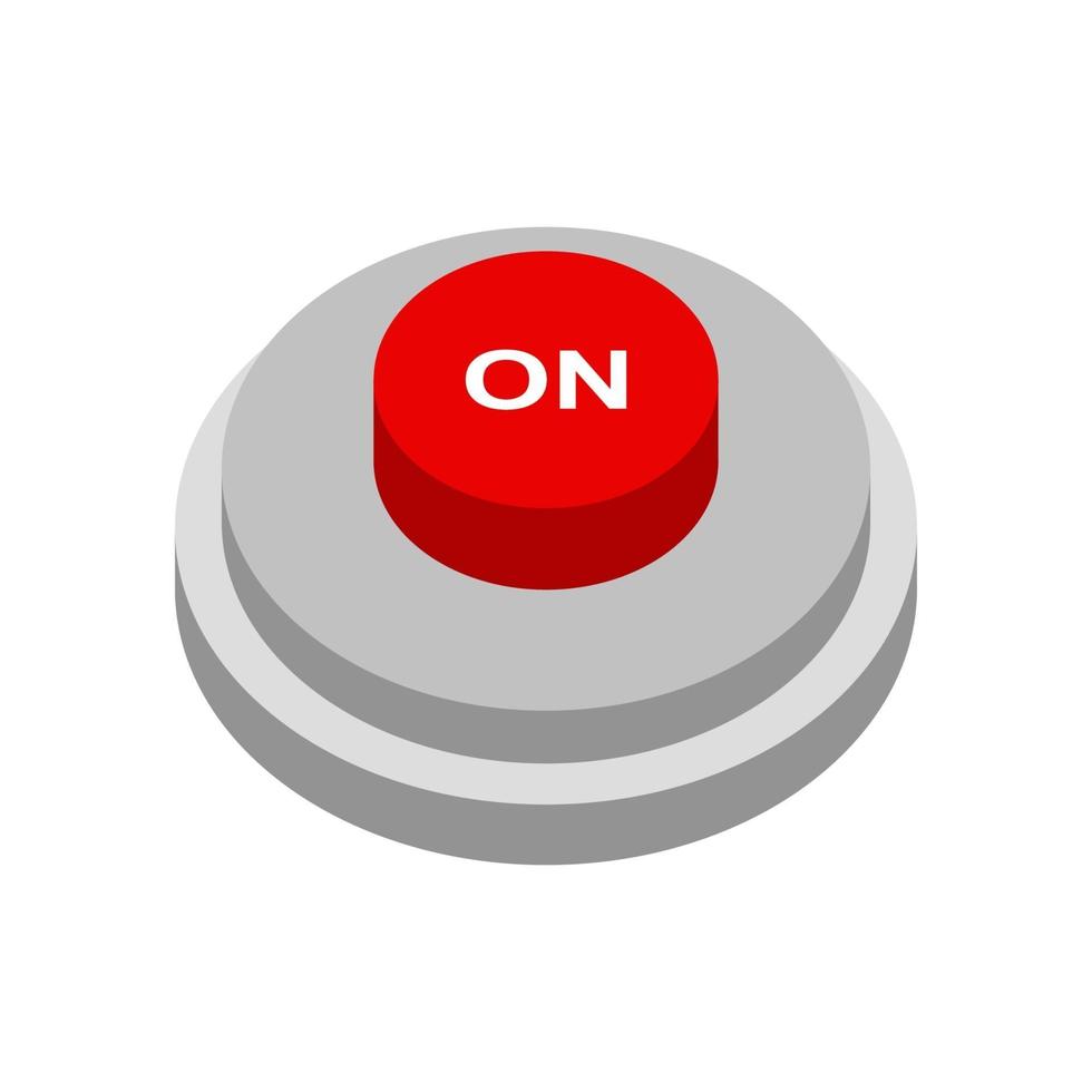 On Isometric Button On White Background vector