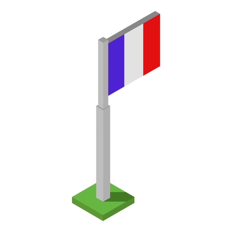 Isometric France Flag On White Background. vector