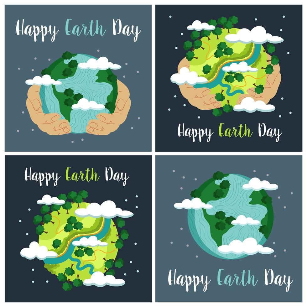 Earth Day Card Set vector