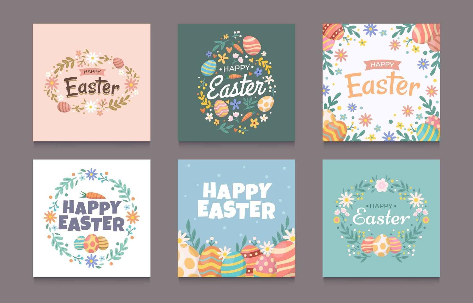 Set of Easter Greeting For Social Media Post vector