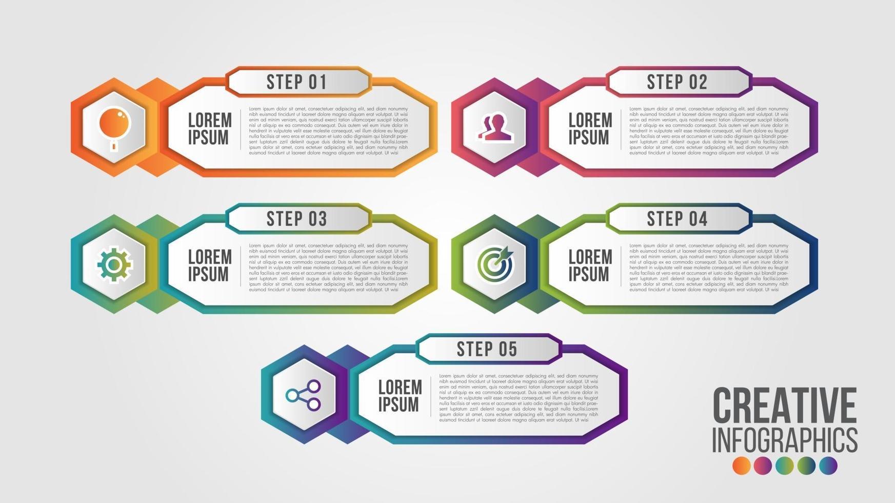 Infographic modern timeline design vector template for business with 5 steps or options
