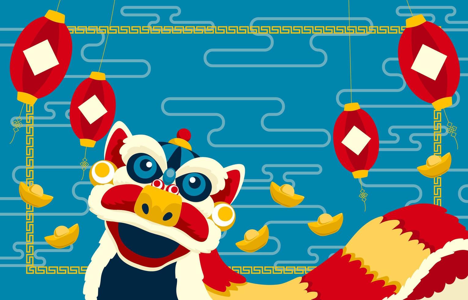 Chinese New Year Concept With Lion Dance vector