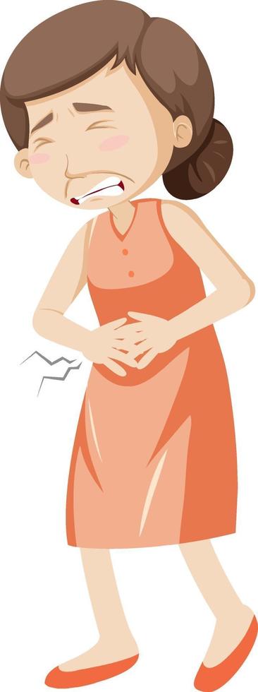 Woman having stomachache isolated vector