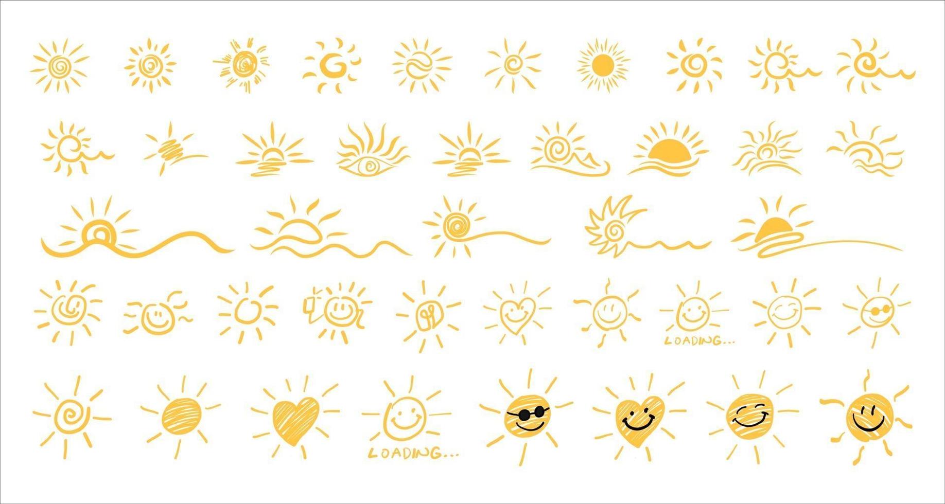 Sun symbol. Hand drawn sun icon. vector