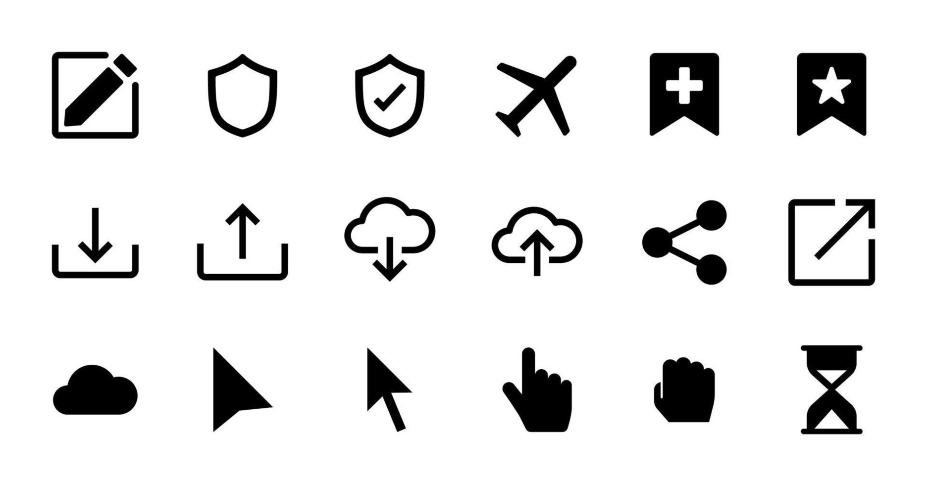 Solid essential UI Icon set. vector