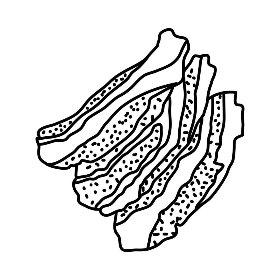 icono de tocino. Doodle dibujado a mano o estilo de icono de contorno vector