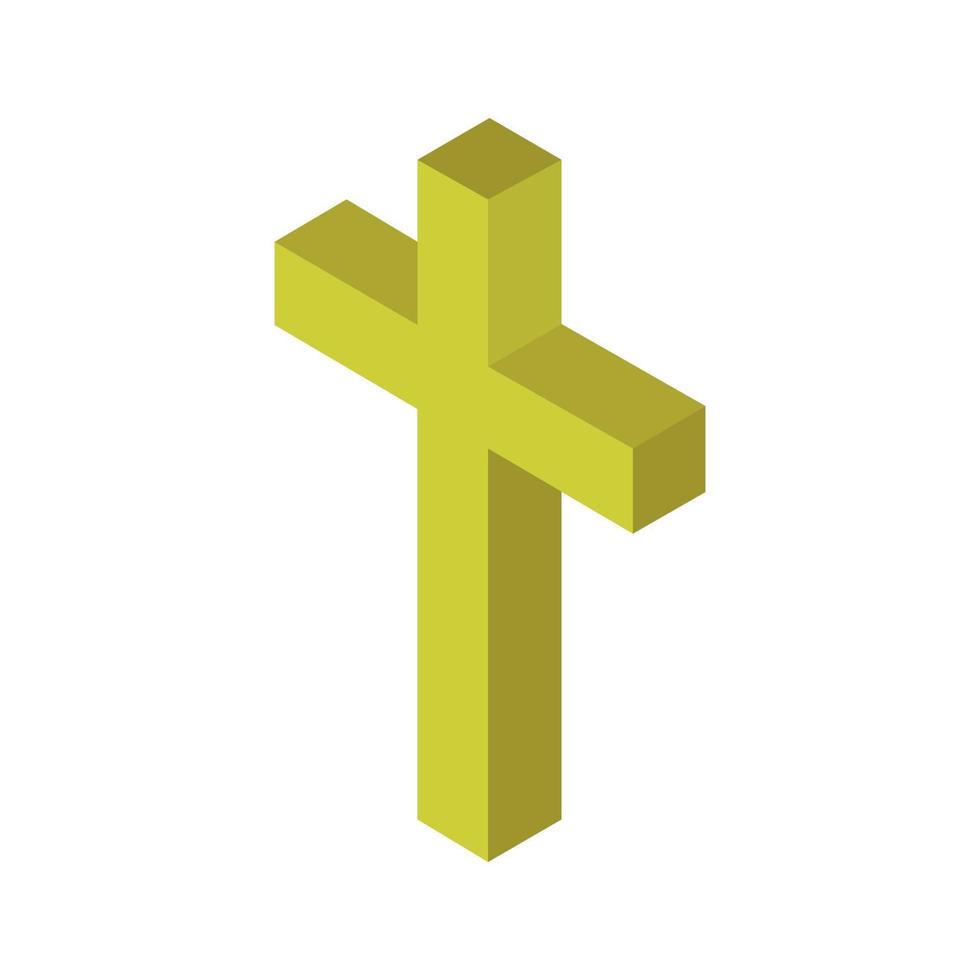 Isometric Religious Cross On White Background vector