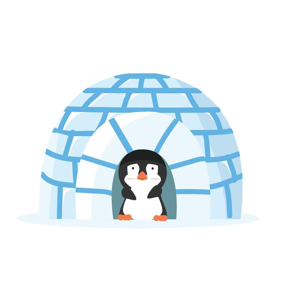 Penguin animal in the igloo vector