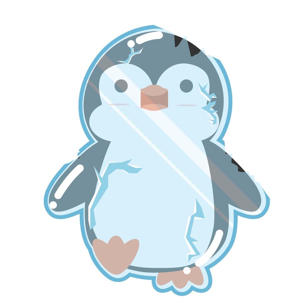 Cute penguin cartoon frozen in ice vector