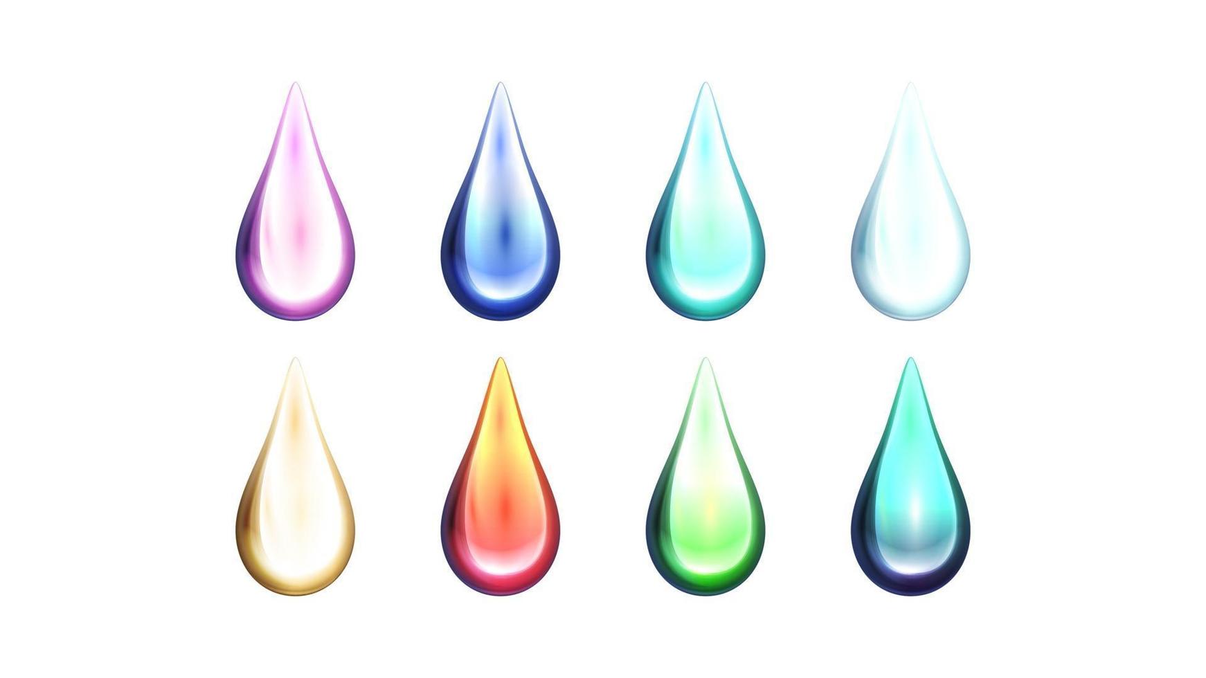 Gran colección de gotas de pintura de colores brillantes aisladas sobre fondo blanco. vector