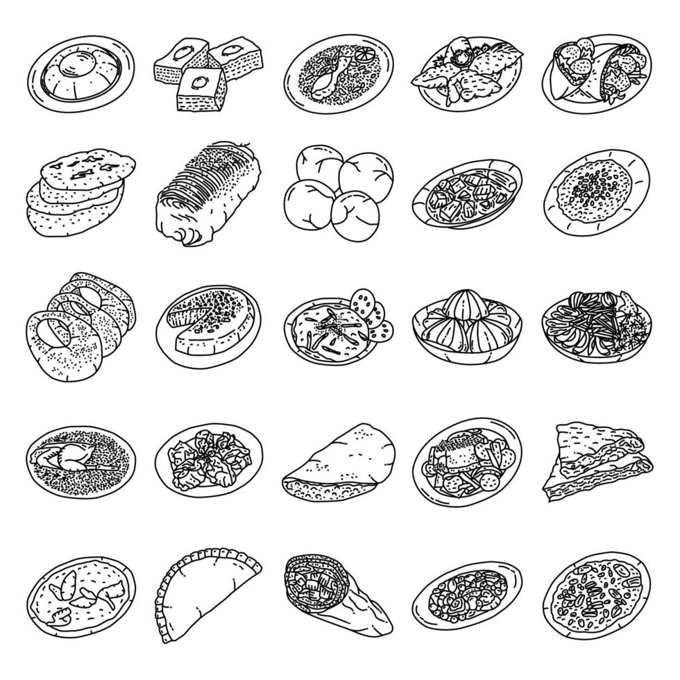 Saudi Arabia Food Set Icon Vector. Doodle Hand Drawn or Outline Icon Style vector