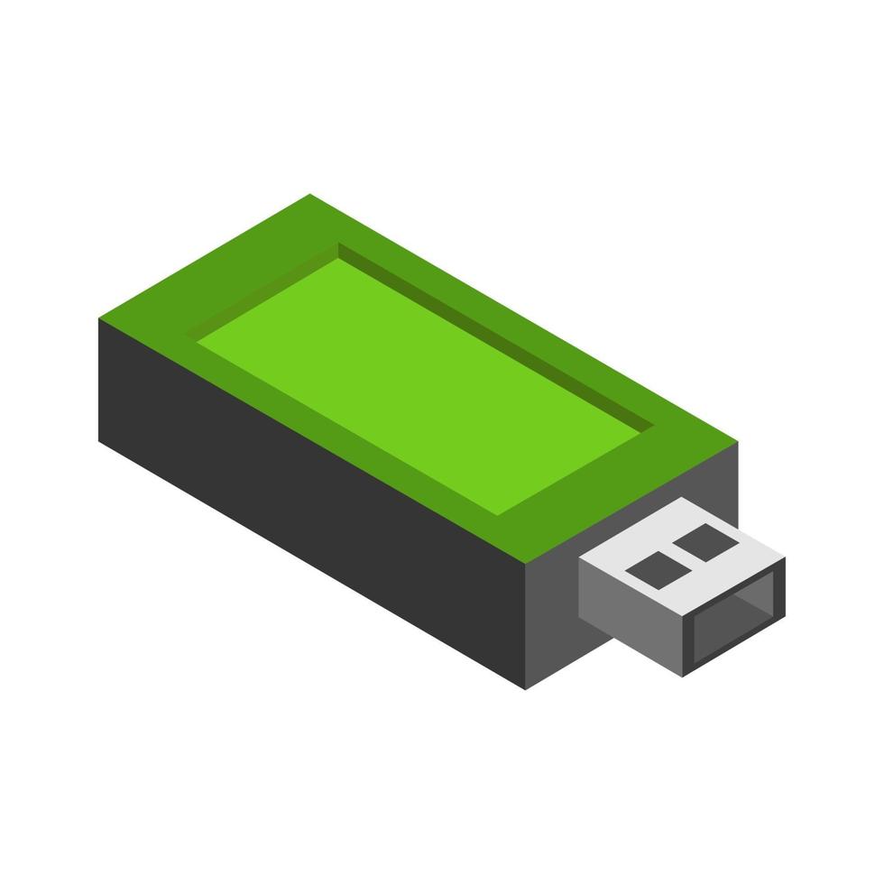 Unidad USB isométrica sobre fondo blanco. vector