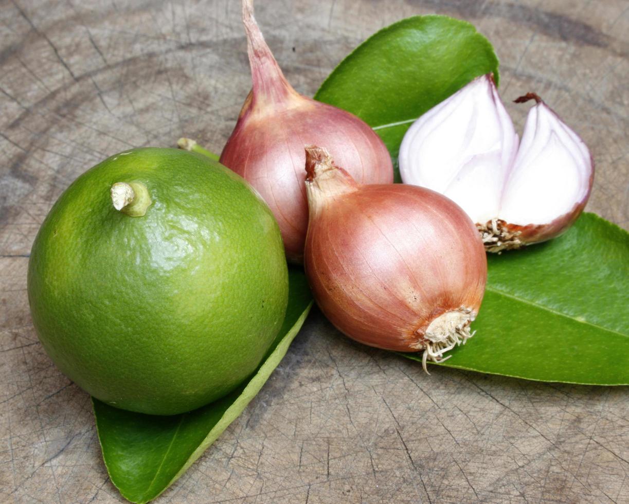 Shallots and lime photo