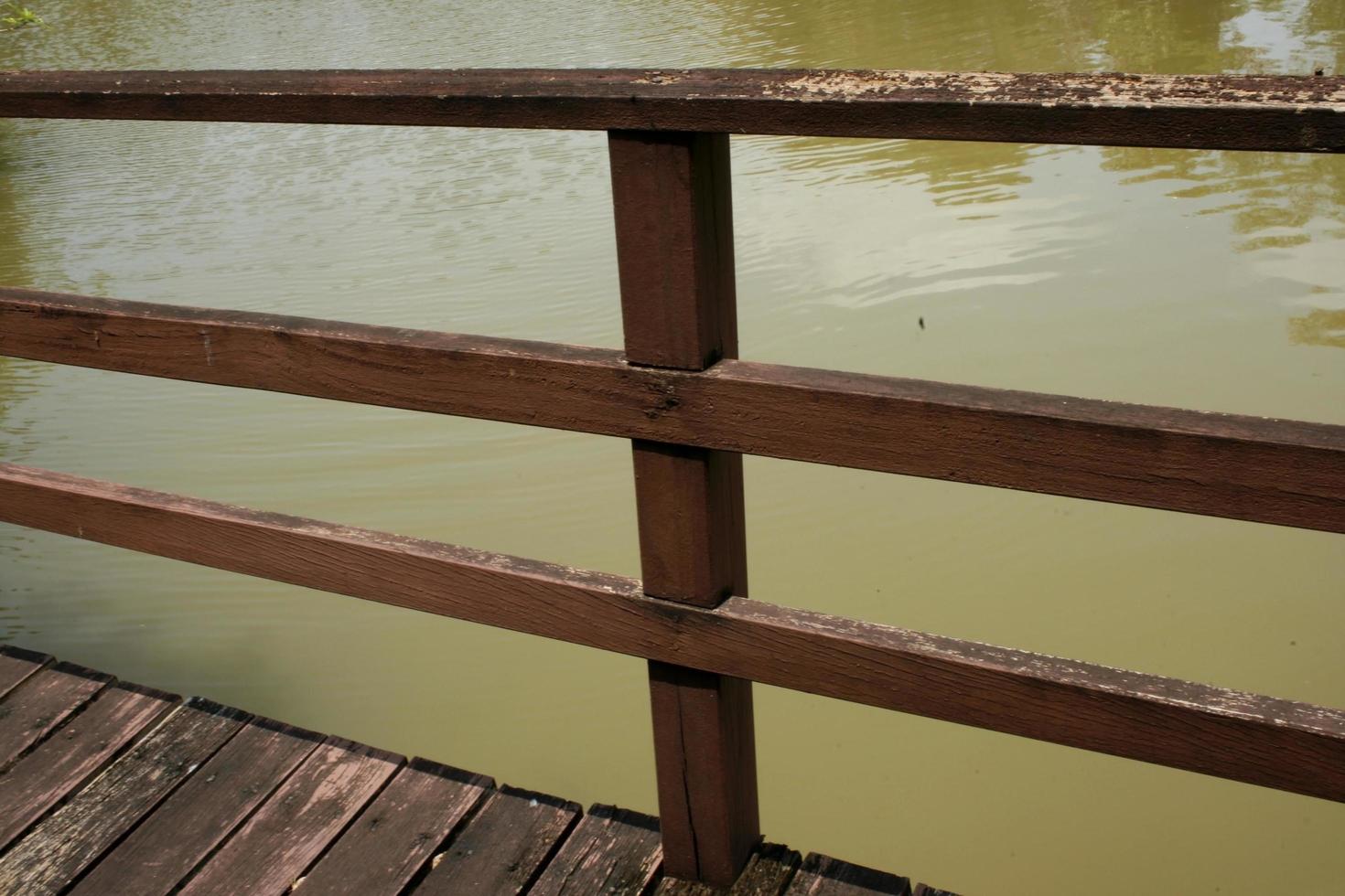Metal fence near water photo