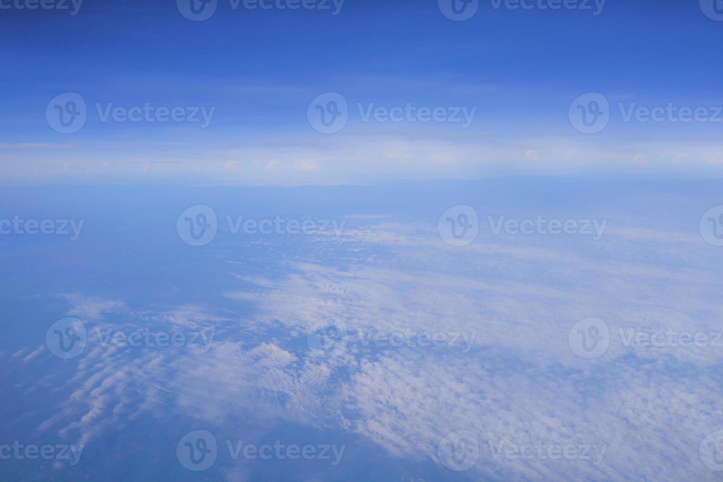 Blue sky and white clouds view from air plane photo