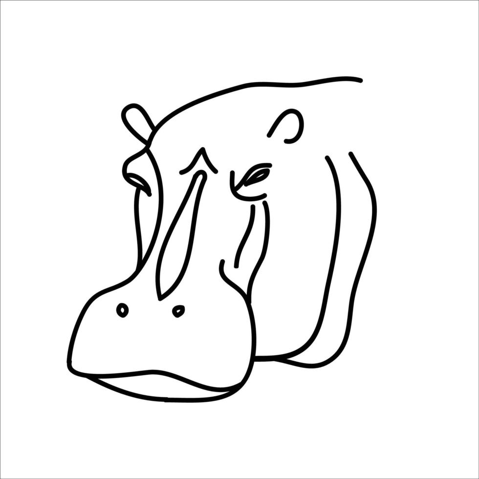 diseño de icono de hipopótamo animal. vector, clip art, ilustración, estilo de diseño de icono de línea. vector