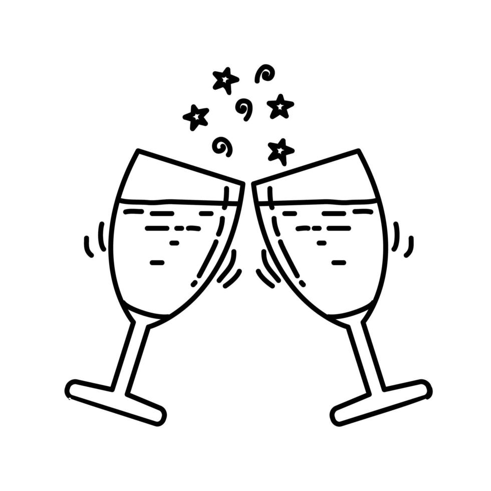 Champagne Icon. Doddle Hand Drawn or Black Outline Icon Style vector