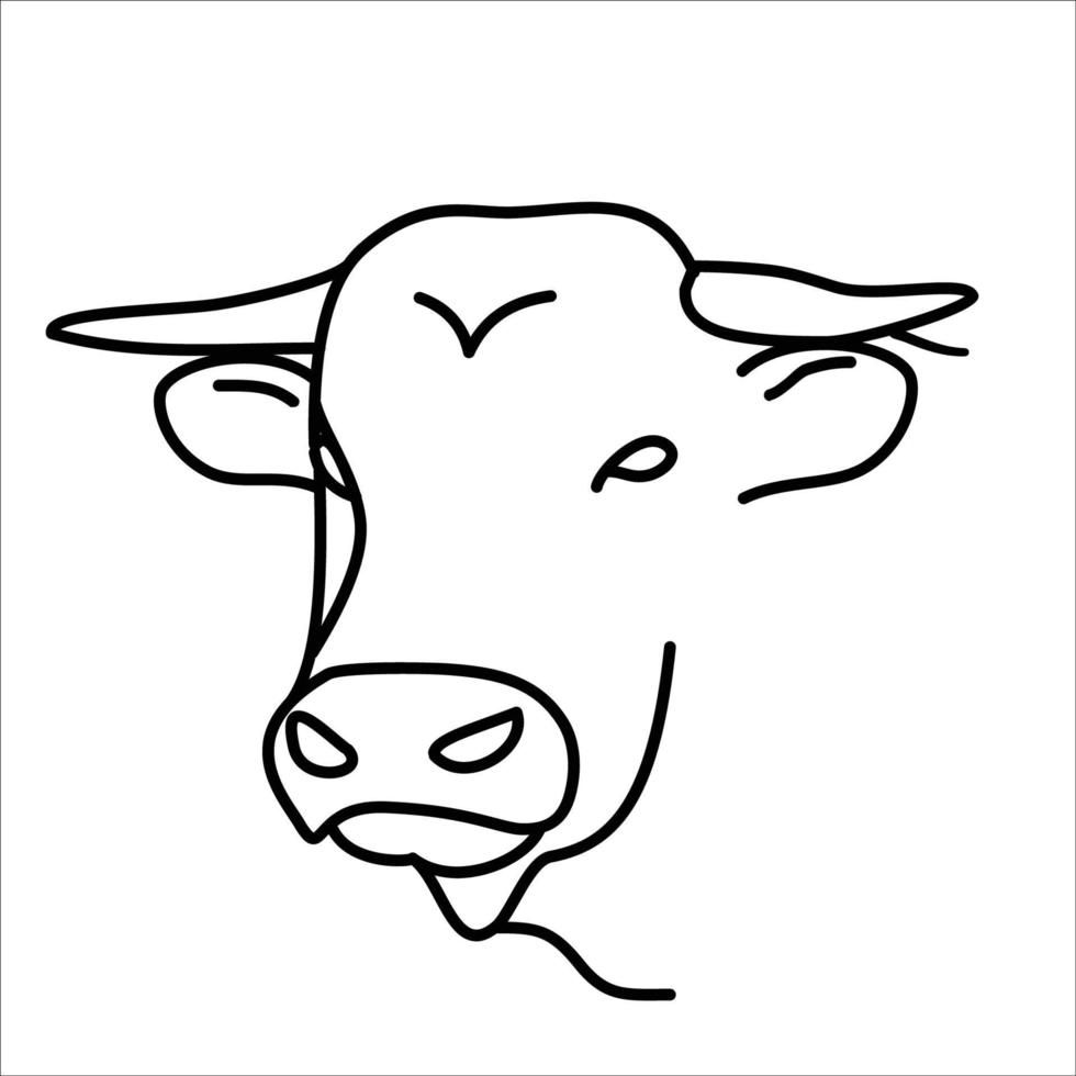 diseño de icono de toro animal. vector, clip art, ilustración, estilo de diseño de icono de línea. vector