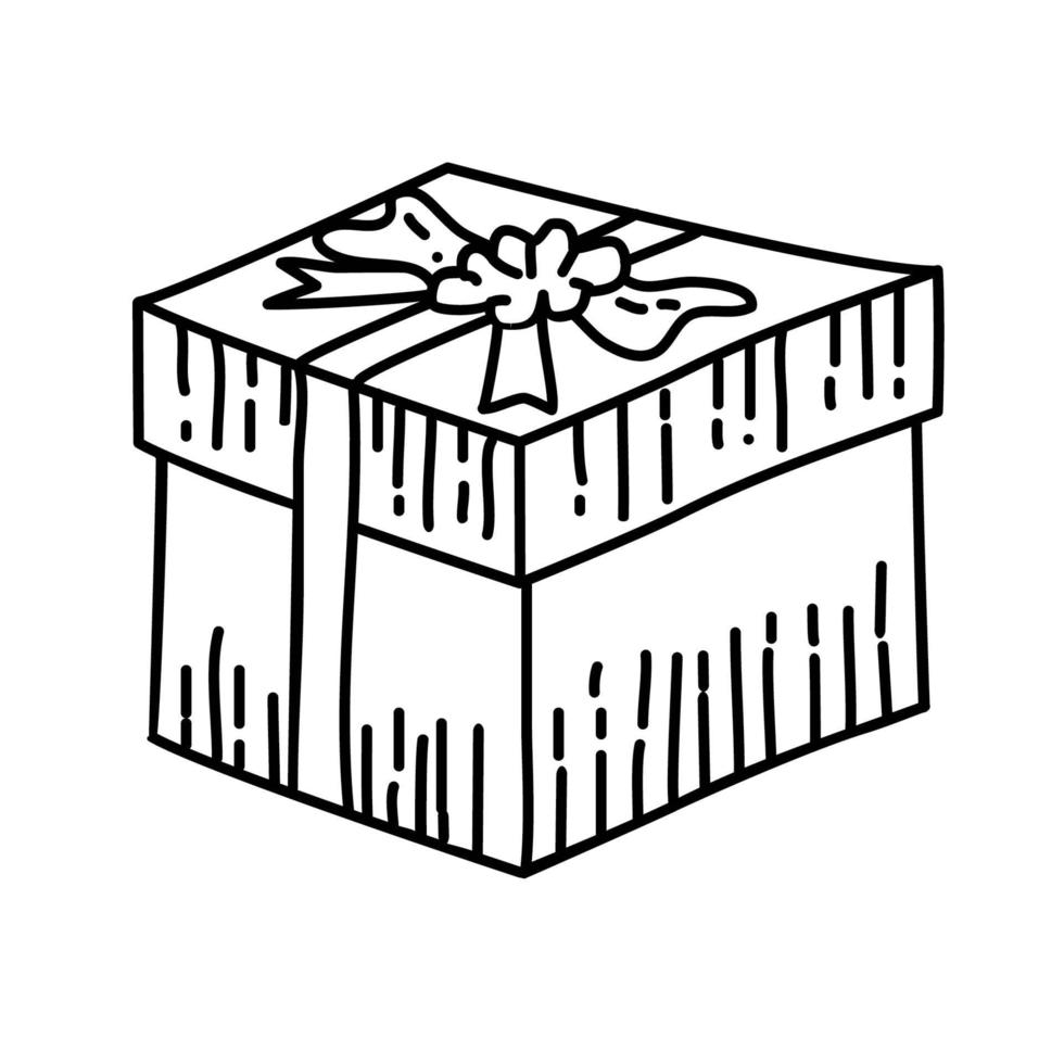 icono de regalo. doddle dibujado a mano o estilo de icono de contorno negro vector