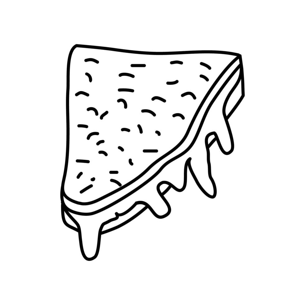 icono de queso a la parrilla. Doodle dibujado a mano o estilo de icono de contorno vector