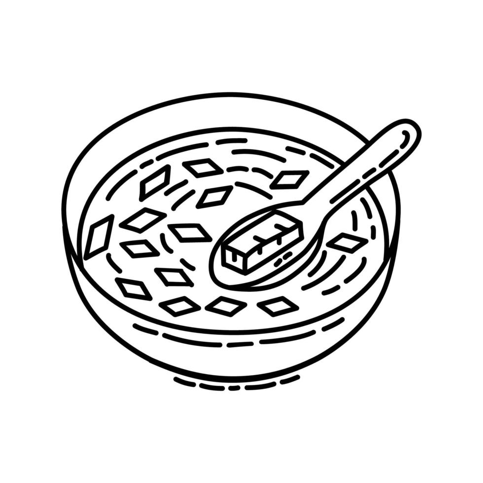 Miso Soup Icon. Doodle Hand Drawn or Outline Icon Style vector