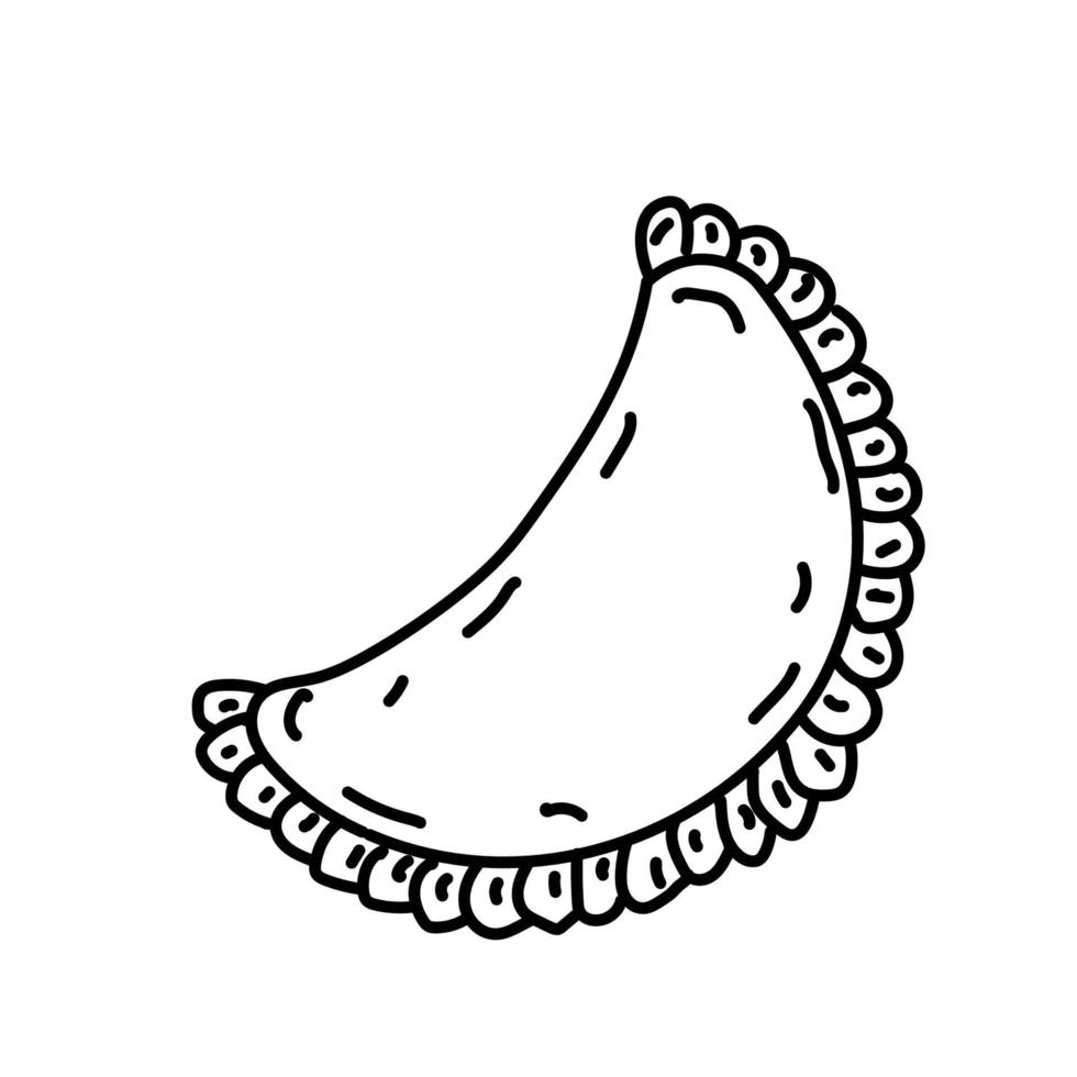 icono de empanadas. Doodle dibujado a mano o estilo de icono de contorno negro vector