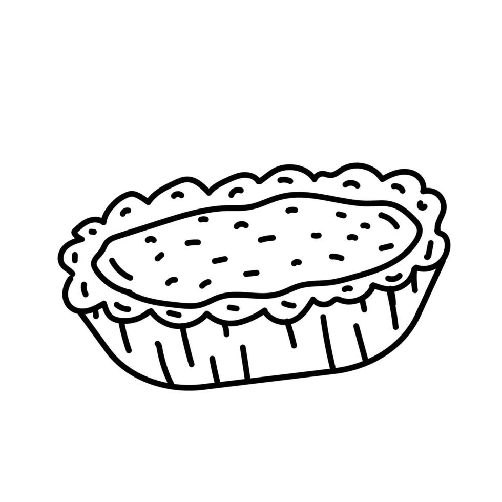 icono de tarta de huevo. Doodle dibujado a mano o estilo de icono de contorno negro vector