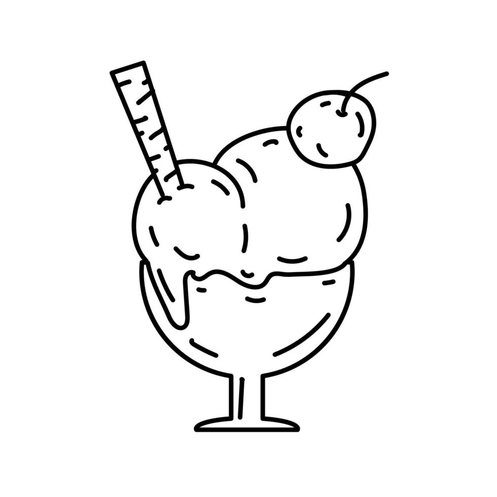 icono de helado. Doodle dibujado a mano o estilo de icono de contorno negro vector