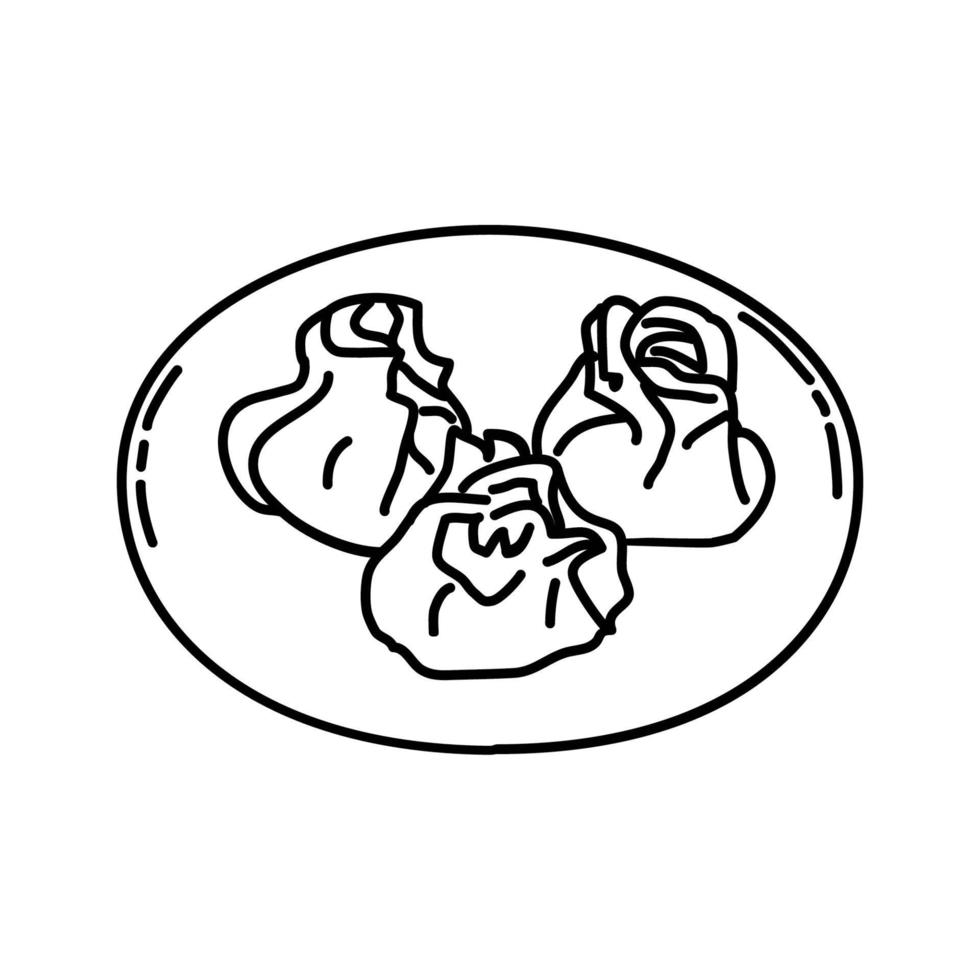 Wonton Dumplings Icon. Doodle Hand Drawn or Outline Icon Style vector